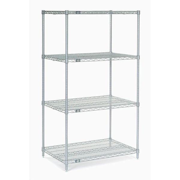 Nexel Nexelate Wire Shelving Starter Unit, Silver Epoxy, 42W X 21D X 86H 21428EP - main